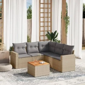Garden sofa set with 6-piece synthetic rattan beige cushions by , Garden sets - Ref: Foro24-3224120, Price: 372,16 €, Discoun...