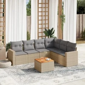 Set sofás de jardín 7 piezas y cojines ratán sintético beige de , Conjuntos de jardín - Ref: Foro24-3224141, Precio: 430,24 €...