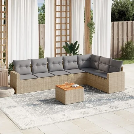 Garden sofa set with beige cushions, 8 pieces, PE rattan. by , Garden sets - Ref: Foro24-3224155, Price: 491,90 €, Discount: %