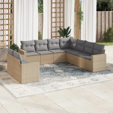 Set mit 9 Gartensofas mit beigen Kissen aus synthetischem Rattan von , Gartensets - Ref: Foro24-3219139, Preis: 589,34 €, Rab...