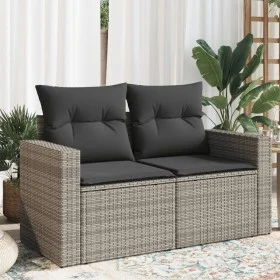 Garden sofa with cushions, 2 seats, synthetic gray rattan by , Outdoor sofas - Ref: Foro24-366122, Price: 152,12 €, Discount: %