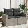 Sofá de jardín con cojines 2 plazas ratán sintético gris de , Sofás de exterior - Ref: Foro24-366122, Precio: 152,15 €, Descu...