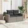 Garden sofa with cushions, 2 seats, synthetic gray rattan by , Outdoor sofas - Ref: Foro24-366122, Price: 152,12 €, Discount: %