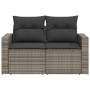 Garden sofa with cushions, 2 seats, synthetic gray rattan by , Outdoor sofas - Ref: Foro24-366122, Price: 149,28 €, Discount: %