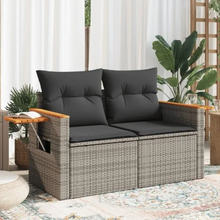 Gartensofa mit 2-Sitzer-Kissen synthetisches Rattangrau von , Outdoor-Sofas - Ref: Foro24-366129, Preis: 165,66 €, Rabatt: %