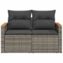 Garden sofa with cushions, 2 seats, synthetic gray rattan by , Outdoor sofas - Ref: Foro24-366129, Price: 165,66 €, Discount: %