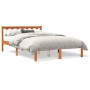 Estructura de cama madera maciza pino marrón cera 135x190 cm de , Camas y somieres - Ref: Foro24-844804, Precio: 93,27 €, Des...