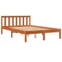 Solid wax brown pine wood bed frame 135x190 cm by , Beds and slatted bases - Ref: Foro24-844804, Price: 92,31 €, Discount: %