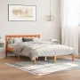 Solid wax brown pine wood bed frame 135x190 cm by , Beds and slatted bases - Ref: Foro24-844804, Price: 92,31 €, Discount: %