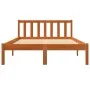 Solid wax brown pine wood bed frame 135x190 cm by , Beds and slatted bases - Ref: Foro24-844804, Price: 92,31 €, Discount: %