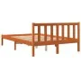 Solid wax brown pine wood bed frame 135x190 cm by , Beds and slatted bases - Ref: Foro24-844804, Price: 92,31 €, Discount: %