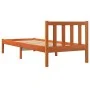 Wax brown solid pine wood bed frame 90x200 cm by , Beds and slatted bases - Ref: Foro24-844806, Price: 69,20 €, Discount: %