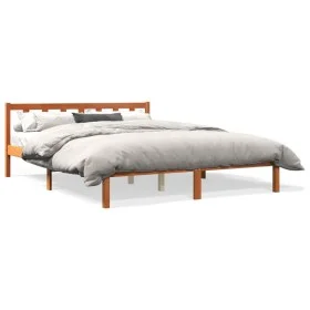 Bettgestell aus massivem Kiefernholz in Wachsbraun, 150 x 200 cm von , Betten und Lattenroste - Ref: Foro24-844810, Preis: 85...