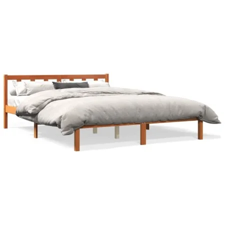 Wax brown pine solid wood bed frame 150x200 cm by , Beds and slatted bases - Ref: Foro24-844810, Price: 85,29 €, Discount: %
