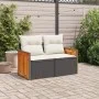 2-seater garden sofa with black synthetic rattan cushions by , Outdoor sofas - Ref: Foro24-366010, Price: 149,21 €, Discount: %