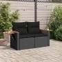 2-seater garden sofa with black synthetic rattan cushions by , Outdoor sofas - Ref: Foro24-365994, Price: 202,12 €, Discount: %