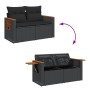 2-Sitzer-Gartensofa mit schwarzen Kissen aus synthetischem Rattan von , Outdoor-Sofas - Ref: Foro24-365994, Preis: 216,67 €, ...
