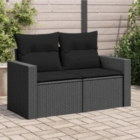 2-seater garden sofa with black synthetic rattan cushions by , Outdoor sofas - Ref: Foro24-365989, Price: 187,53 €, Discount: %