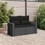 2-seater garden sofa with black synthetic rattan cushions by , Outdoor sofas - Ref: Foro24-365989, Price: 187,53 €, Discount: %