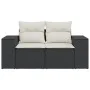 2-seater garden sofa with black synthetic rattan cushions by , Outdoor sofas - Ref: Foro24-366019, Price: 174,35 €, Discount: %