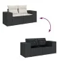 2-seater garden sofa with black synthetic rattan cushions by , Outdoor sofas - Ref: Foro24-366019, Price: 174,35 €, Discount: %