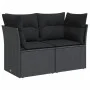 2-seater garden sofa with black synthetic rattan cushions by , Outdoor sofas - Ref: Foro24-365963, Price: 155,47 €, Discount: %