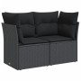 Sofá de jardín 2 plazas con cojines ratán sintético negro de , Sofás de exterior - Ref: Foro24-365963, Precio: 148,18 €