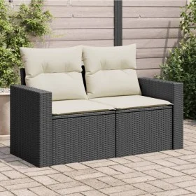 2-Sitzer-Gartensofa mit schwarzen Kissen aus synthetischem Rattan von , Outdoor-Sofas - Ref: Foro24-366004, Preis: 145,88 €, ...