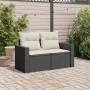 2-seater garden sofa with black synthetic rattan cushions by , Outdoor sofas - Ref: Foro24-366004, Price: 145,88 €, Discount: %