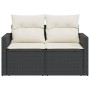 2-Sitzer-Gartensofa mit schwarzen Kissen aus synthetischem Rattan von , Outdoor-Sofas - Ref: Foro24-366004, Preis: 143,17 €, ...