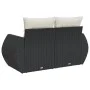 2-seater garden sofa with black synthetic rattan cushions by , Outdoor sofas - Ref: Foro24-366006, Price: 173,19 €, Discount: %