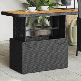 Garden table made of acacia wood and black PE rattan 90x55x71 cm by , Garden tables - Ref: Foro24-368275, Price: 101,93 €, Di...