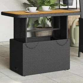 Garden table made of acacia wood and black PE rattan 90x55x71 cm by , Garden tables - Ref: Foro24-368275, Price: 105,88 €, Di...