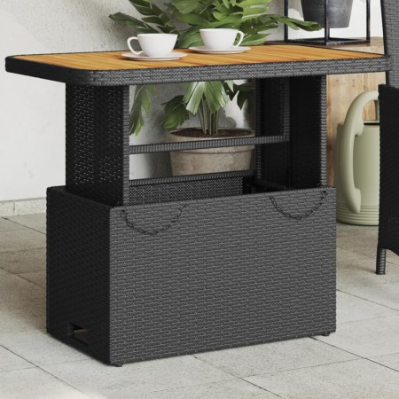 Gartentisch aus Akazienholz und PE-Rattan schwarz 90x55x71 cm von , Gartentische - Ref: Foro24-368275, Preis: 101,93 €, Rabat...
