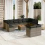 Set of garden sofas with 13 pieces of gray synthetic rattan cushions by , Garden sets - Ref: Foro24-3223918, Price: 774,64 €,...