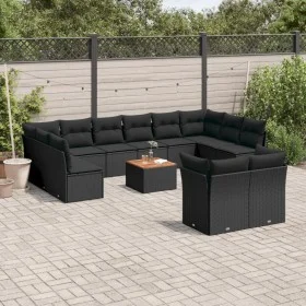 Garden sofa set with 13-piece black synthetic rattan cushions by , Garden sets - Ref: Foro24-3223913, Price: 829,04 €, Discou...