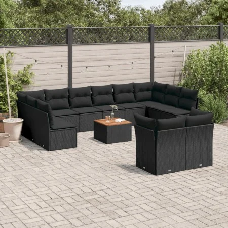 Garden sofa set with 13-piece black synthetic rattan cushions by , Garden sets - Ref: Foro24-3223913, Price: 829,12 €, Discou...