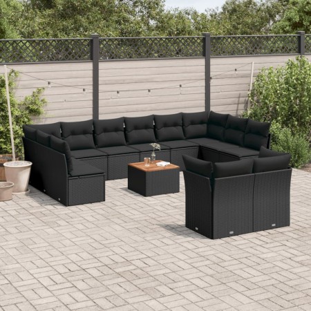Set aus Gartensofas und Kissen 13 Stück synthetisches Rattan schwarz von , Gartensets - Ref: Foro24-3223913, Preis: 828,92 €,...