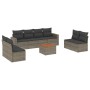 Garden furniture set 9 pieces and gray synthetic rattan cushions by , Garden sets - Ref: Foro24-3224086, Price: 485,92 €, Dis...