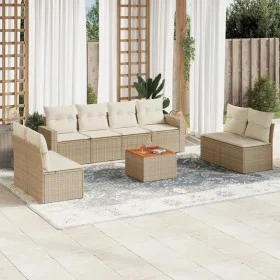 9-teiliges Gartensofa-Set mit beigen synthetischen Rattankissen von , Gartensets - Ref: Foro24-3224084, Preis: 557,12 €, Raba...