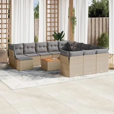 Set Gartensofas mit Kissen 13 Stück synthetisches Rattan beige von , Gartensets - Ref: Foro24-3223987, Preis: 807,22 €, Rabat...