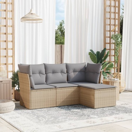 Set Gartensofas mit Kissen 4 Stück synthetisches Rattan beige von , Gartensets - Ref: Foro24-3249378, Preis: 265,50 €, Rabatt: %
