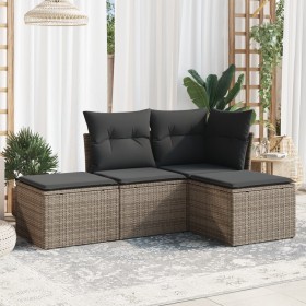4-piece garden sofa set and gray synthetic rattan cushions by , Garden sets - Ref: Foro24-3249319, Price: 242,82 €, Discount: %