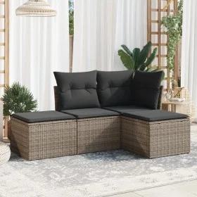 4-piece garden sofa set and gray synthetic rattan cushions by , Garden sets - Ref: Foro24-3249319, Price: 223,10 €, Discount: %