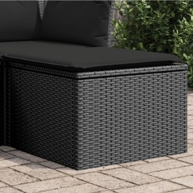 Black synthetic rattan garden stool with cushion 55x55x37cm by , Outdoor ottomans - Ref: Foro24-365968, Price: 61,42 €, Disco...