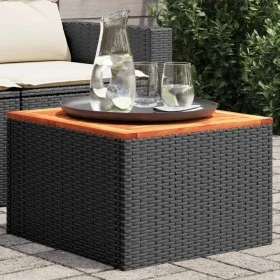 Acacia wood and black PE rattan garden table 55x55x37 cm by , Garden tables - Ref: Foro24-365975, Price: 46,81 €, Discount: %