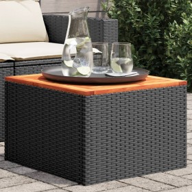 Gartentisch aus Akazienholz und PE-Rattan schwarz 55x55x37 cm von , Gartentische - Ref: Foro24-365975, Preis: 48,32 €, Rabatt: %