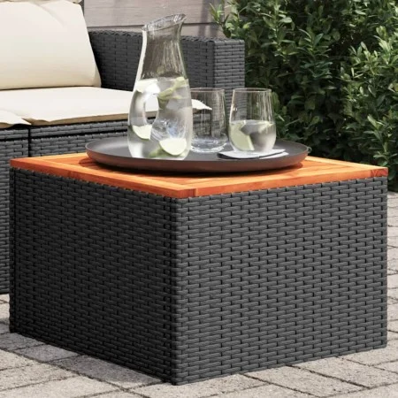 Gartentisch aus Akazienholz und PE-Rattan schwarz 55x55x37 cm von , Gartentische - Ref: Foro24-365975, Preis: 47,53 €, Rabatt: %