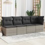 Garden sofa with cushions, 4 seats, synthetic gray rattan by , Outdoor sofas - Ref: Foro24-366115, Price: 228,34 €, Discount: %