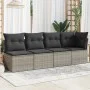 Garden sofa with cushions, 4 seats, synthetic gray rattan by , Outdoor sofas - Ref: Foro24-366115, Price: 224,78 €, Discount: %